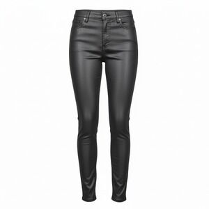 New XS 2 Wet Look Dark Gray Skinny High Rise Denim Jeans Pants Vegan Leather